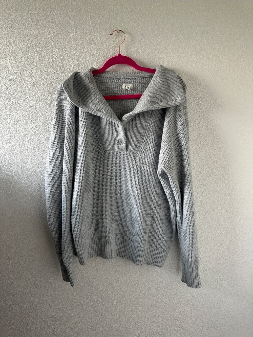 Aerie Light Gray Waffle Knit Set (Sweater&Pants)